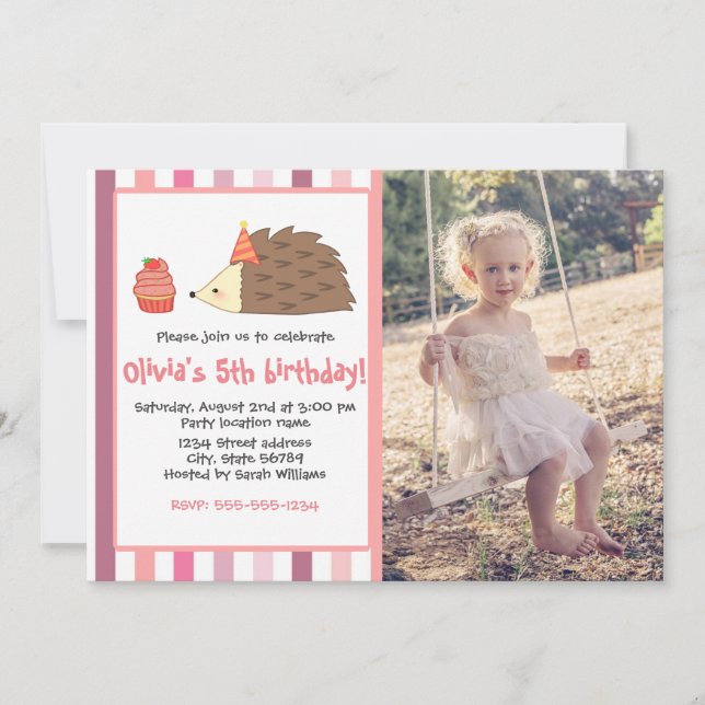 Invitation Hedgehog et Cupcake (Devant)