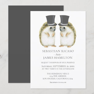 Invitation Hedgehog Grooms Gay Mariage personnalisé