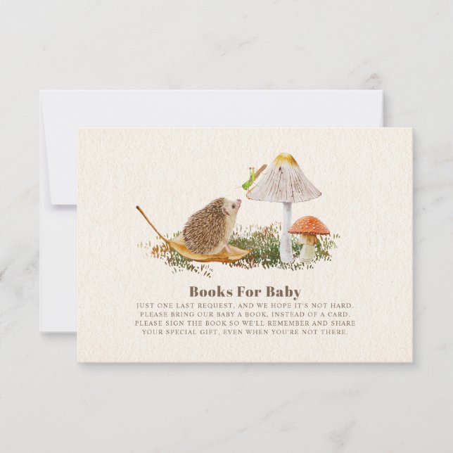Invitation Hedgehog Woodland Mushroom Livres Pour Baby shower (Devant)