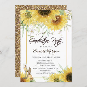 Invitation Heels Sunflowers Gold Parties scintillant Graduati