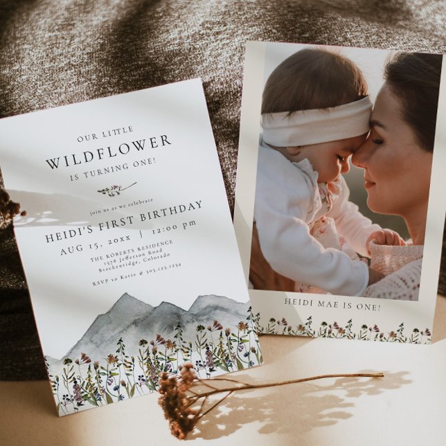 Invitation HEIDI Fleur sauvage bohème fête d'anniversaire (Créateur téléchargé)