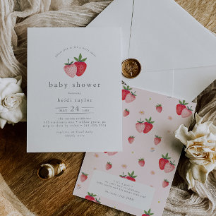 Invitation HEIDI Pink Berry Sweet Strawberry Girl Baby Douche