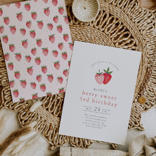 Invitation HEIDI Summer Strawberry Berry Sweet 3ème anniversa