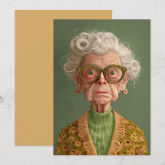 Invitation Hein ? Portrait Grandma (Devant / Derrière)