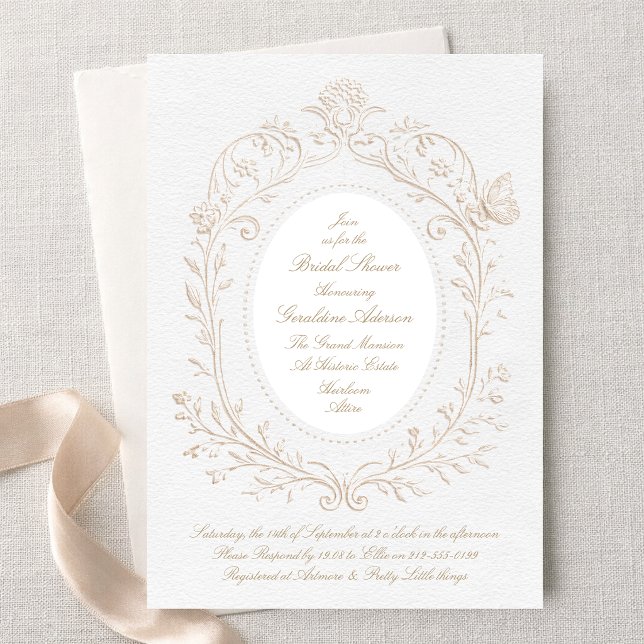Invitation Heirloom Rococo Botanical Frame Bridal Shower (Créateur téléchargé)
