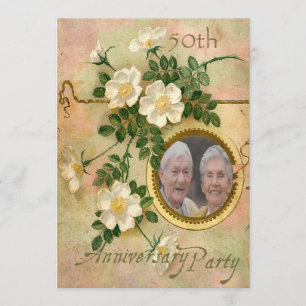 Invitation Heirloom Rose 50e anniversaire Photo personnalisée