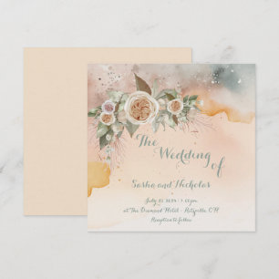 Invitation Héirloom Vintage Rose d'ivoire Mariage d'aquarelle