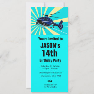 Invitation Hélicoptère bleu