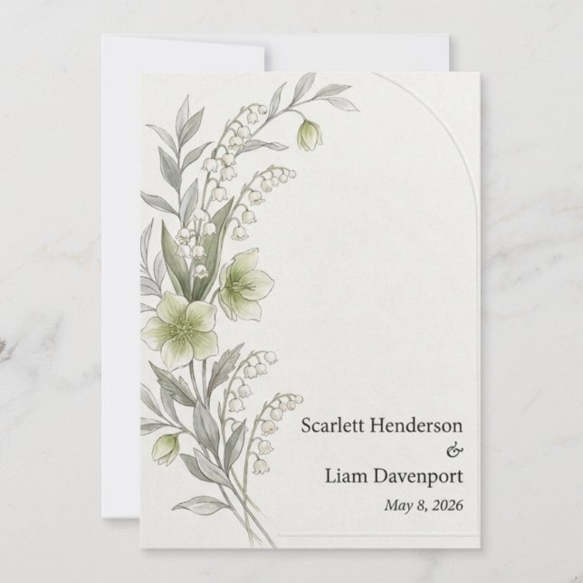 Invitation Hellebore, Muguet, Arche et Aquarelle (Devant)