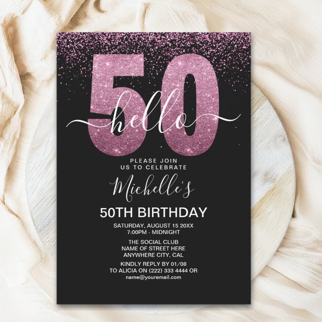 Invitation Hello 50 - Modern 50th birthday Women's (Créateur téléchargé)