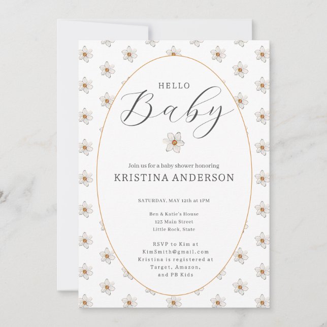 Invitation Hello Baby Spring Daffodil Baby Shower  (Devant)