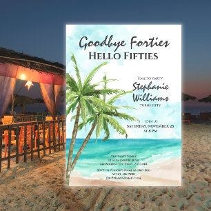 Invitation Hello Fifties Summer Beach 50th Birthday Party