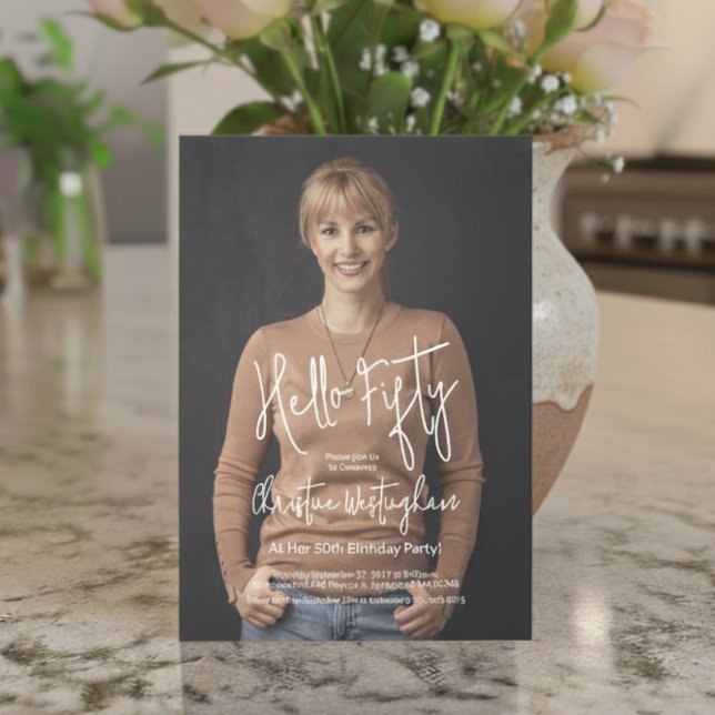 Invitation Hello Fifty Photo 50th Fiftieth Birthday (Créateur téléchargé)