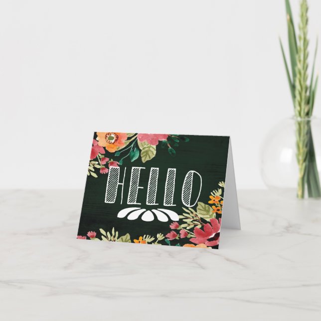 Invitation Hello Floral Greeting Card (Devant)