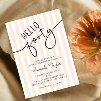 Invitation Hello Forty Modern Script Chic 40th Birthday Party