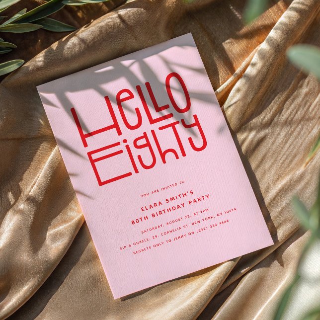 Invitation HELLO HUITIÈME Jour d'anniversaire moderne 80e (Créateur téléchargé)