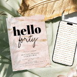 Invitation Hello Quarty Pink Gold Modern Simple 40e anniversa<br><div class="desc">Hello Quarty Pink Gold Modern Simple 40e anniversaire Invitation</div>