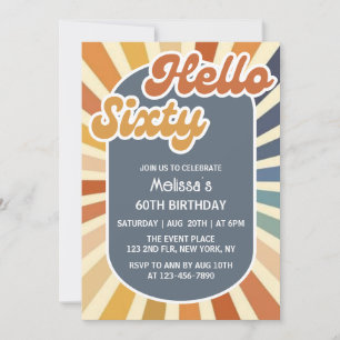 Invitation Hello Sixty Retro Sun Super Wave 60e anniversaire