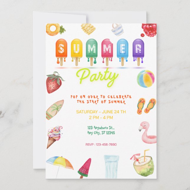 Invitation  hello summer party (Devant)