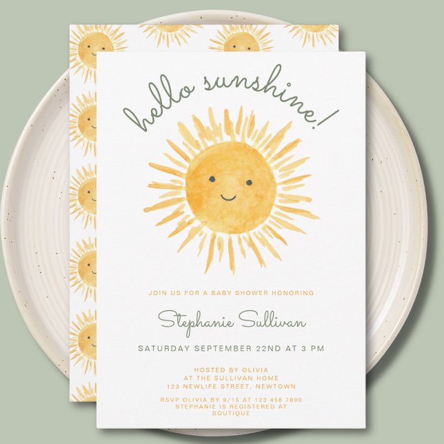 Invitation Hello Sunshine Baby Shower  (Créateur téléchargé)