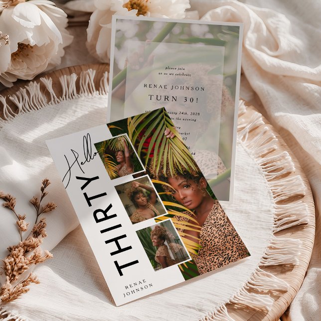 Invitation Hello THIRTY' Modern Photo Collage 30th Birthday (Créateur téléchargé)