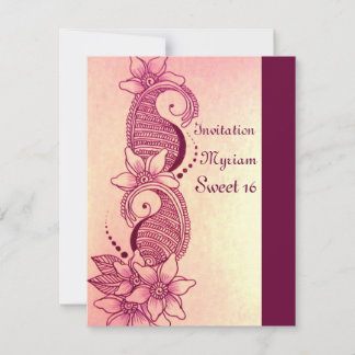 Invitation henné mehndi rose