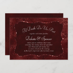 Invitation Henné Romance   Red Satiny Grunge Damask