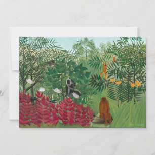 Invitation Henri Rousseau - Forêt tropicale avec des singes