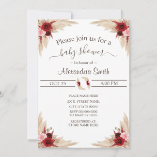 Invitation Herbe Boho Pampas | BABY SHOWER