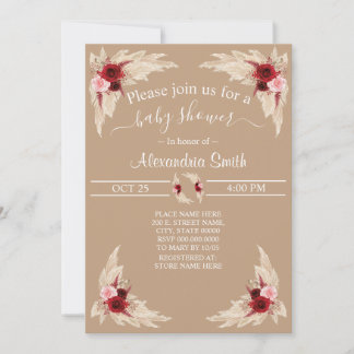 Invitation Herbe Boho Pampas | BABY SHOWER