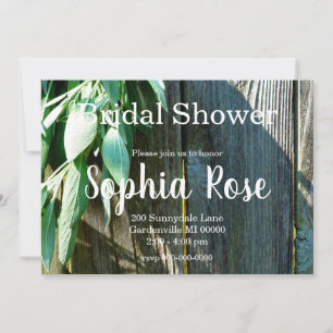 Invitation Herbe botanique Boho feuille rustique Bois-grange