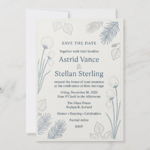 Invitation Herbe de coton, aiguilles de pin, feuilles de boul