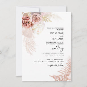 Invitation Herbe de Pampas aquarelle Mariage aquarelle
