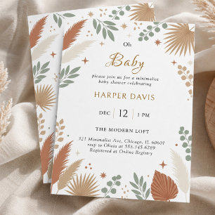 Invitation Herbe de Pampas Boho et Botanique d'Eucalyptus