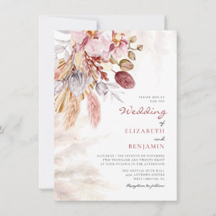 Invitation Herbe de Pampas Fleurie Terracotta Mariage