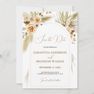 Invitation Herbe des Pampas aquarelle boho élégant Enregistre