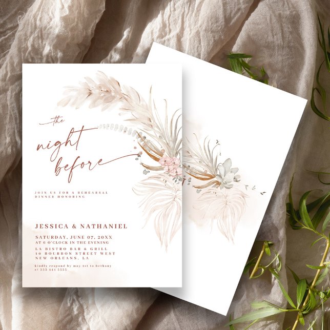 Invitation Herbe des Pampas Boho Floral La Nuit Avant (Créateur téléchargé)