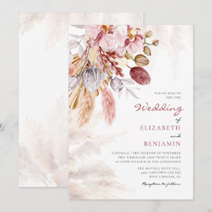Invitation Herbe des Pampas Fleur Tan Terracotta Mariage