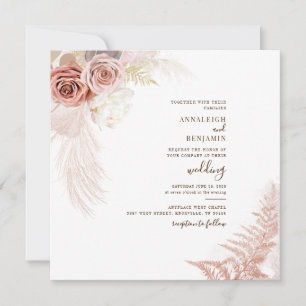 Invitation Herbe des Pampas Moderne Palmes Sèchées Mariage en