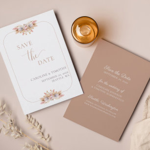 Invitation Herbe Pampas Rose Dusty Économisez La Date Annonce