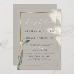Invitation Herbe Smokey Turquoise Anthurium Pampas