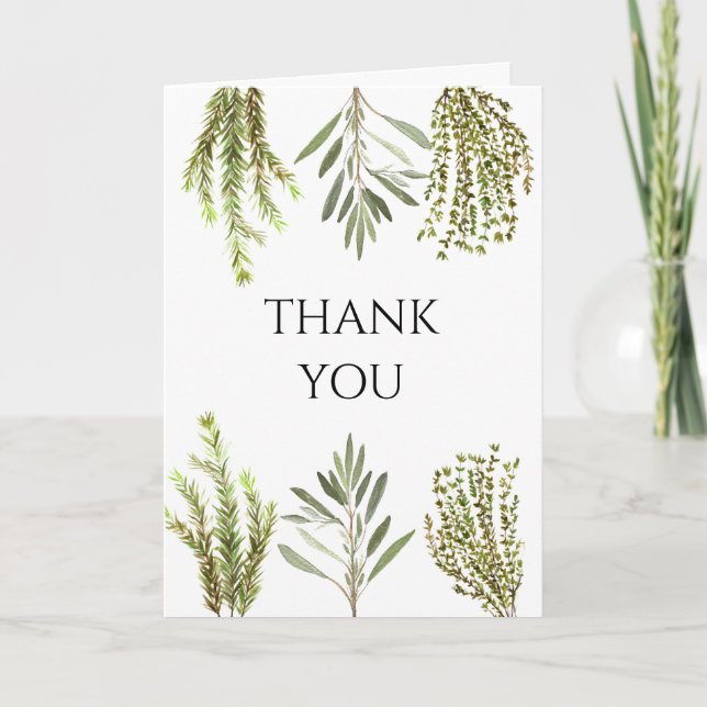 Invitation Herbes botaniques Citrons Aquarelle Merci (Devant)