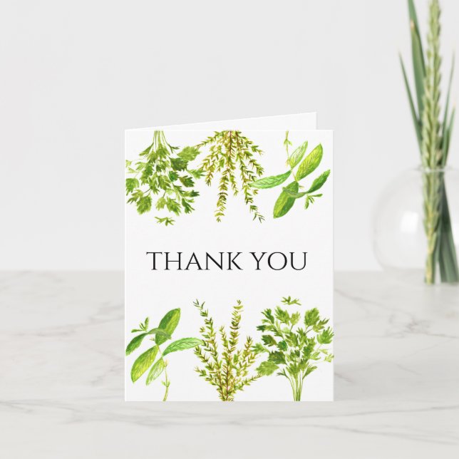 Invitation Herbes botaniques Monnaie de thym Merci d'aquarell (Devant)