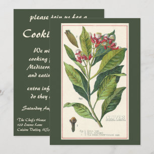 Invitation Herbes et épices alimentaires vintage, plante de c