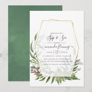 Invitation Herbier de forêt Géométrique Sip and See