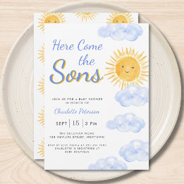 Invitation Here Come The Sons Twin Boys Baby Shower