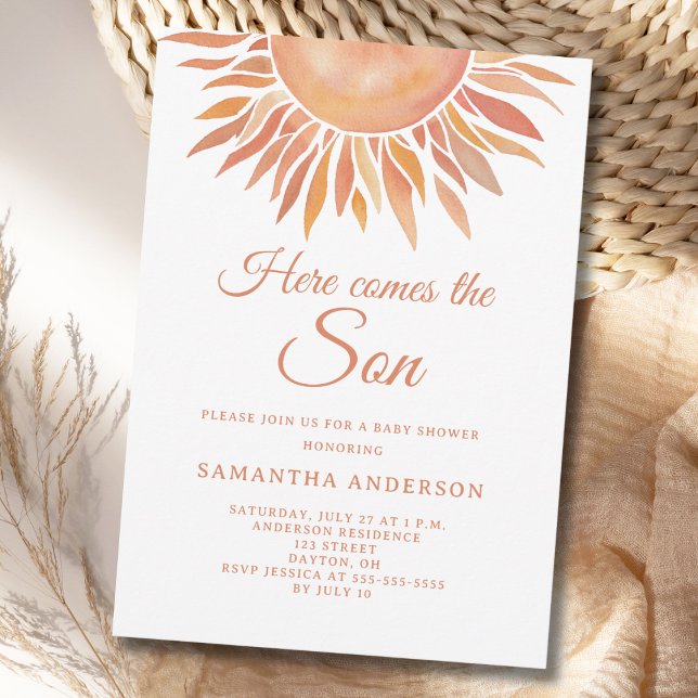 Invitation Here Comes The Son Boho Baby Shower (Créateur téléchargé)