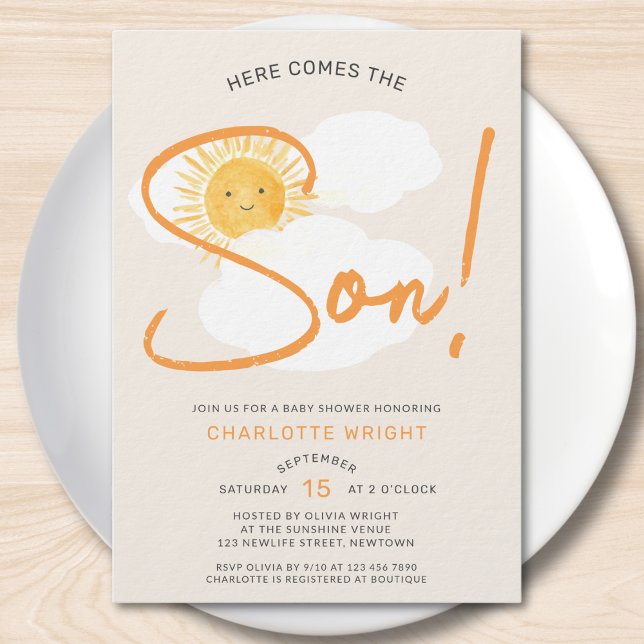Invitation Here Comes The Son Boy Baby Shower (Créateur téléchargé)
