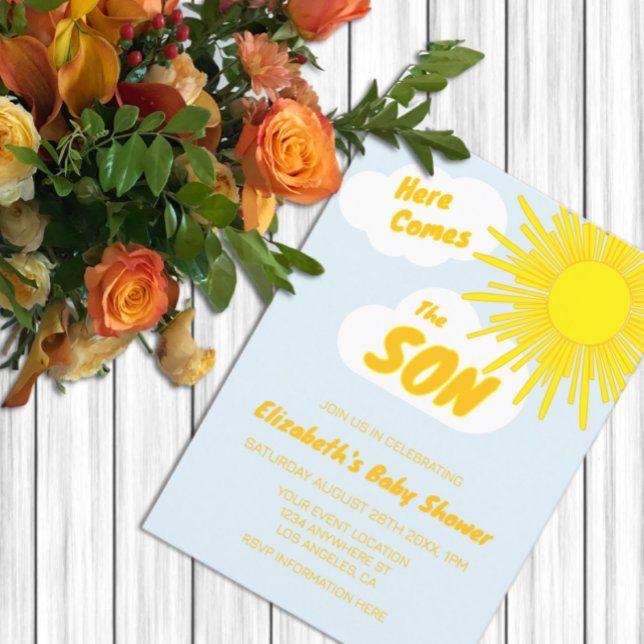 Invitation Here Comes The Son Boy Baby Shower (Créateur téléchargé)