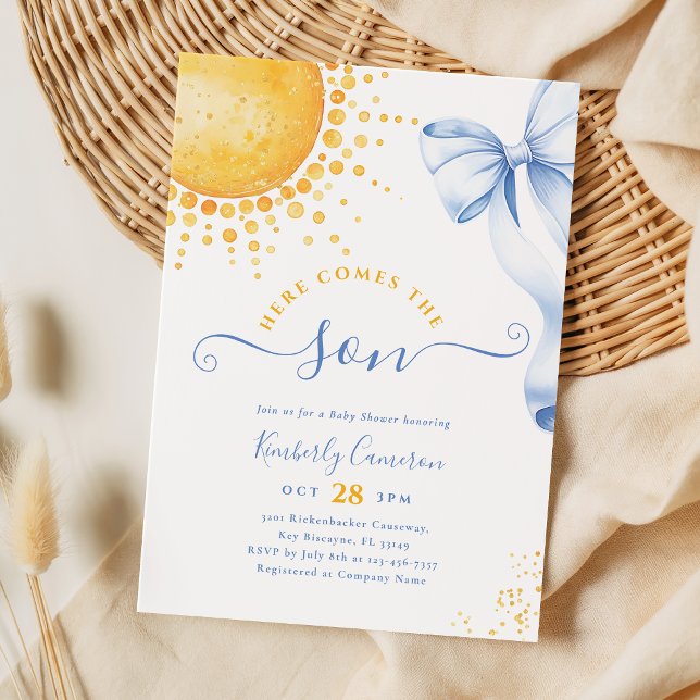 Invitation Here Comes the Son Coquette Baby Shower (Créateur téléchargé)